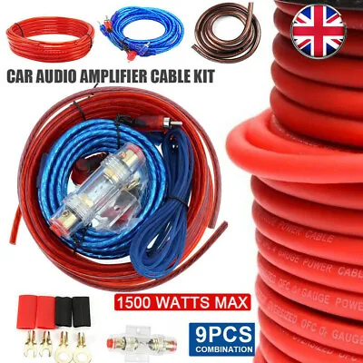 1500w Car Amplifier Power Wiring Kit Audio Sub Subwoofer AMP RCA Power Cable • £6.79