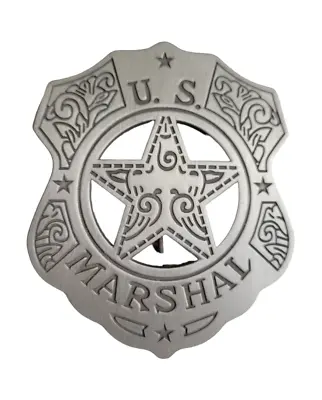 Collectable Western Badge Old West Silver US Marshal Filigree Shield Badge • $14.95