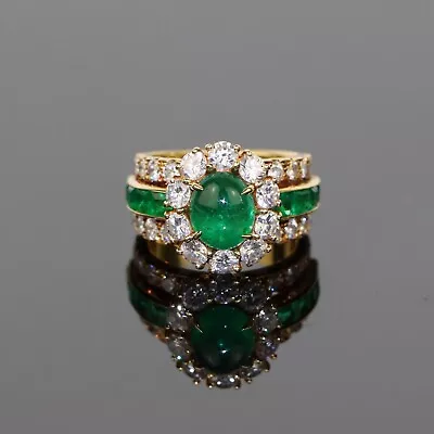 Vintage Van Cleef & Arpels Emerald And Diamond 18k Gold Ring • $20000