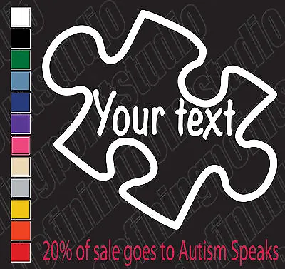 Customizable Text Autism Puzzle Piece Decal Sticker Vinyl Window/laptop/car • $6.95