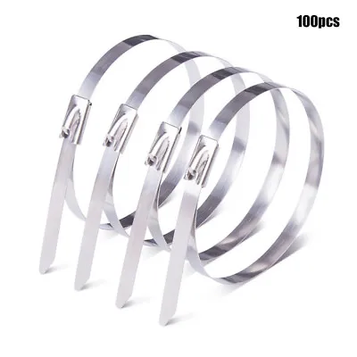 100x Stainless Steel Metal Cable Ties Zip Wrap Exhaust Heat Straps Marine Grade • £7.96