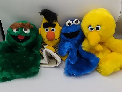 Hand Puppets Sesame Street Big Bird Bert Oscar Cookie Monster Applause Lot Of 4 • $39.99