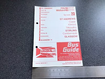 £5 • Buy Fife Midland Scottish Bus Group Route 23 Timetable Issue 1 1982 Glasgow