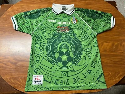 Mens Used Vintage 90s Garcis Mexico International Soccer Team Jersey Size Large • $7.50