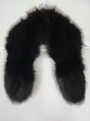 Genuine FOX FUR COLLAR DARK BROWN SCARF STOLE 32  • $69