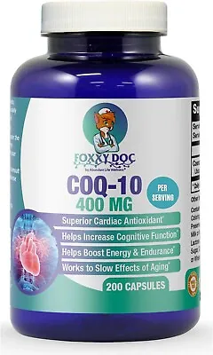 CoQ10 - Co-Enzyme Q10-400 Mg - 200 Caps - Pure & High Absorption - Vegetable  • $62.74