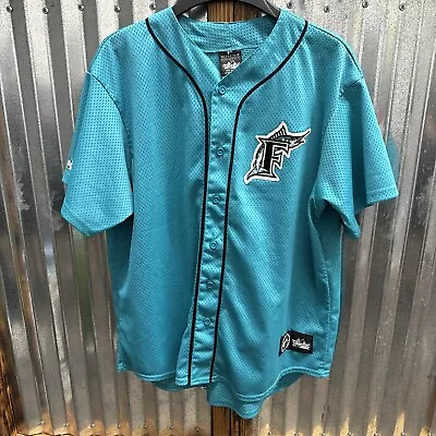 Vintage Florida Marlins #1 Champs Jersey Mens XL Majestic Button Up • $24.99