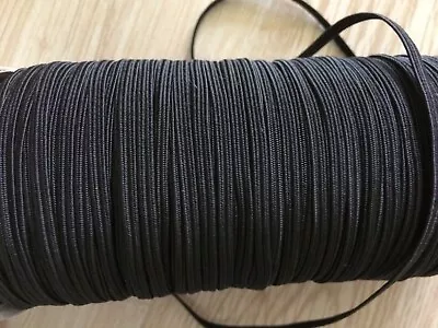 5M Black 3MM Flat Braided Elastic Cord Sewing Stretch Mask Strap DIY  • $3.99