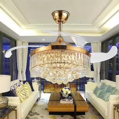 36/42'' Modern Crystal Ceiling Fan Light Remote Control LED Ceiling Fandelier • $127