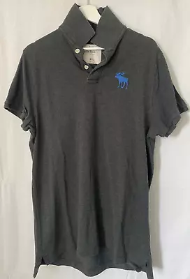 Abercrombie And Fitch Polo Shirt Size XXL Muscle Mens Grey With Blue Logo VGC • £15.99