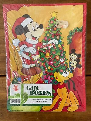 New Sealed Vintage Disney Mickey Mouse Christmas Gift Boxes Set Of 4 • $76