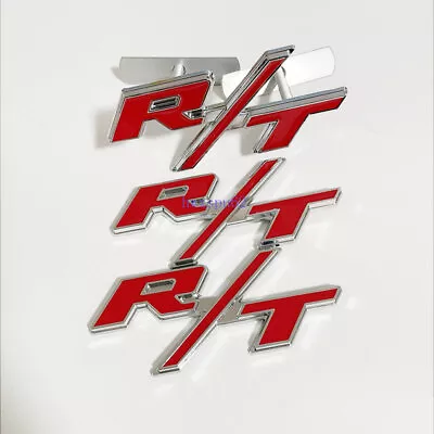 3X For RT Front Grill Emblems R/T Badge Side Fender Silver Red OEM# Car Sticker • $19.95