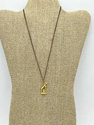 Vintage Gold Tone Egyptian Cat Pendant On Gold Tone Cable Chain • $22.50