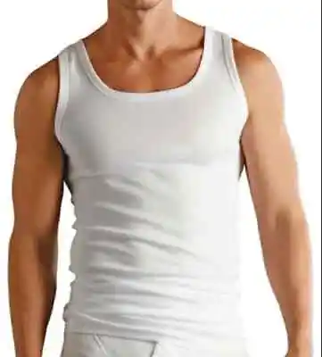 Mens Vests 100% Cotton Tank Top Training  Summer Gym Size S-2xl Top Pack Plain • £3.30