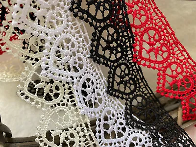 Heart Guipure Lace Trim 35mm Width Stunning Design Crafts Bridal Choice Of Shade • £35.99