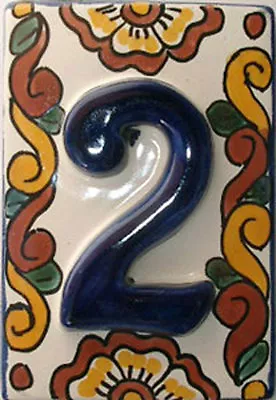 Mexican Tile Talavera Ceramic House Numbers Tile BLUE • $7