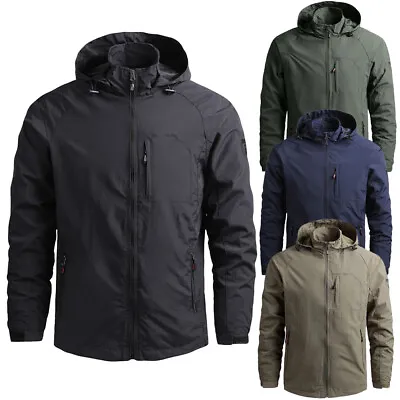 Men's Military Tactical Jacket Outdoor Hiking Waterproof Hooded Windbreaker Coat • $23.99