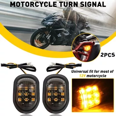 PAIR Smoke Flush Mount Motorcycle LED Turn Signals Light Blinker Amber Indicator • $11.99