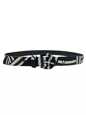 Max Mara Women's Ecru Ariete Striped Buckle Belt Size M NWT • $29.90