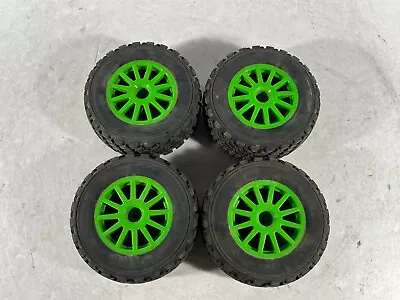 4x Green Traxxas Rally 4x4 1/10 Scale Tires On 12mm Hex Wheels Used Dirty • $31.99