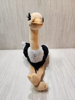 Fiesta Vernon Ostrich Black Gray Beige Stuffed Animal Plush Toy • $5