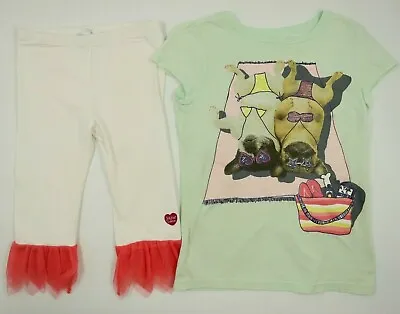 Girls Naartjie Kids Crazy 8 Lot 2 Pants Graphic T-Shirt Outfit Set Size 6/7 • $14.99