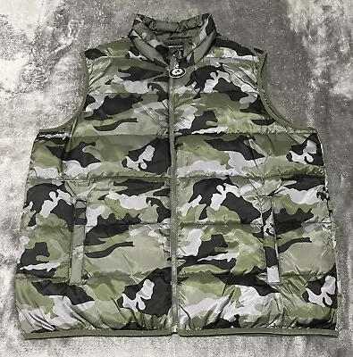 Swiss Tech Men's Green Puffer Vest Jacket Full Zip Sleeveless Camouflage 2XL • $28.95