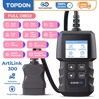 TOPDON AL300 Car Engine Fault Code Reader OBD2/EOBD/CAN Diagnostic Scanner Tool • $22.99