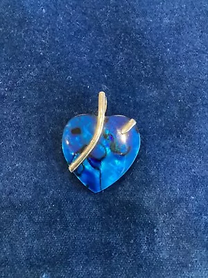 Sterling Silver Heart Pendant With Unusual Blue Mother Of Pearl/ Abalone. 925 • $6.32