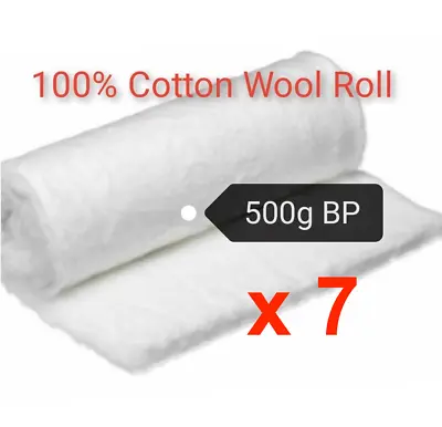 7 X Cotton Wool Roll 500g Sealed Roll Medical Pure Cotton BP 100% • £55.57