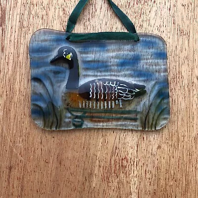 Vintage Reverse Paint Glass Duck Waterfowl Wall Decor Hanging Plaque V6 • $11.96