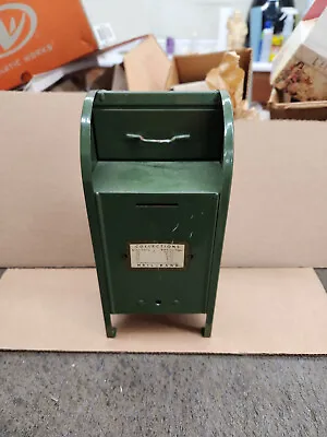 Vintage ANTIQUE All-American Metal U.S Mail Box Coin Bank - RARE GREEN COLOR • $16.95