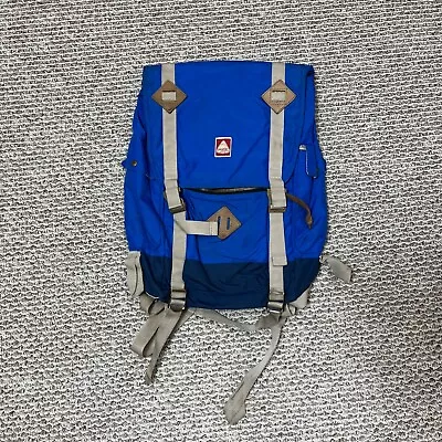 Vintage Jansport Backpack Hiking Blue Mountaineering Day Pack Heritage Adobe • $50.97