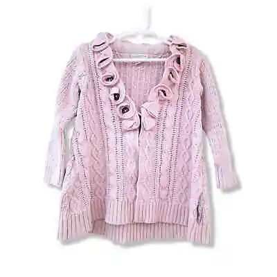 Naartjie Girls 4 V Neck Cable Knit Cardigan Sweater Heavy Knit • $18