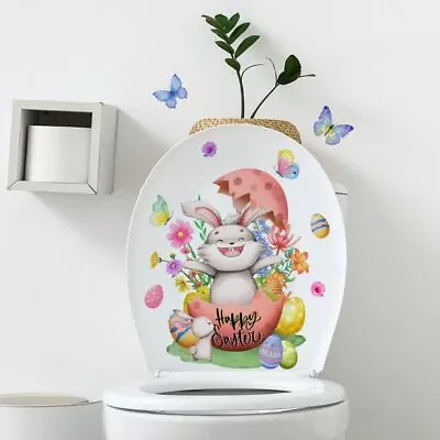 1/3Pcs Cute Easter Eggs Toilet Stickers Cartoon Rabbit Window Decal  Bathroom • $11.18