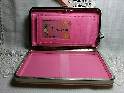 Pidanlu New Blush Pink Hinged Closure Wristlet Wallet W/bow & Hot Pink Inside • $9.95