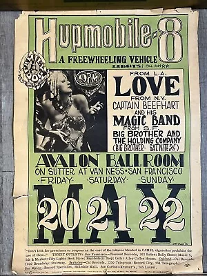 Vintage 1966 Big Brother Holding Company Hupmobile 8 Family Dog Avalon Poster • $75