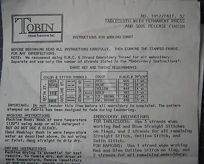 Vintage Tobin Rectangle Stamped Tablecloth  Embroidery 51  X 71  #1952 Patt. 32 • $30
