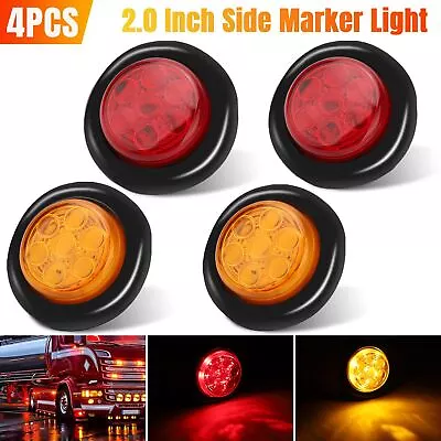 4x Red Amber 2  Inch Round LED Truck Trailer RV Side Marker Clearance Lights 12V • $14.48