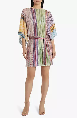 MISSONI Metallic Stripe Belted Cover Up Tunic Dress Size • $670