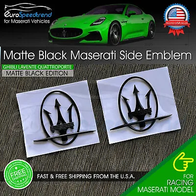 Maserati Side Emblem Matte Black 3D Quaterpanel Logo Badge OE Ghibli Levante L+R • $42.99