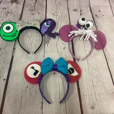 Monsters Inc Mickey Minnie Mouse Ears Headband HANDMADE Epoxy Set 3 Disney WDW • $23.99