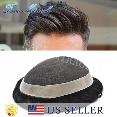 Toupee For Men French Lace Center Mens Toupee Human Hair Replacement System Wigs • $209