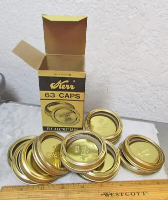 Vintage Kerr 63 Caps Home Small Mouth Canning Lids One Dozen NEW W Original Box • $19.99