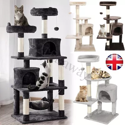 Large Cat Tree Tower Activity Centre Kitten Climbing House Scratching Post Condo • £27.99