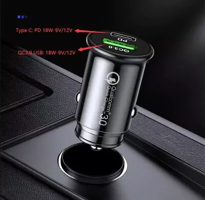 Fast Car Charger Type C PD 18W + QC 3.0 USB Universal Adapter For IPhone Android • £4.99