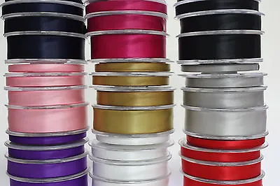 Satin Ribbon 25 Metre Rolls 35 Colours 3mm 6mm 10mm 16mm 25mm 38mm 50mm • £4.80