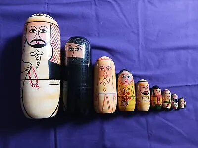 Muslim Nesting Doll Family - 10 Handpainted Wood Matryoshka - 8.5in To 0.5in • $10