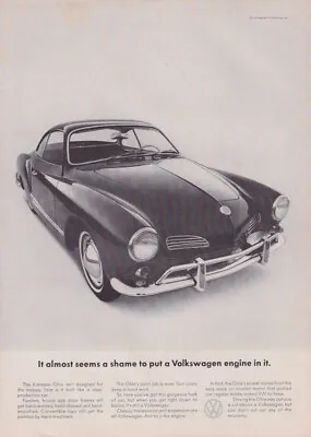 It Almost Seems A Shame To Put A Volkswagen Engine In It Karmann Ghia Ad 1965 NY • $9.99