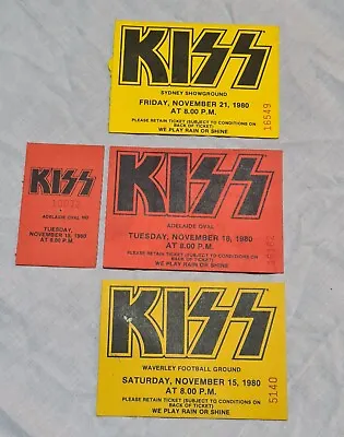 Kiss Memorabilia- Set Of 3- 1980 Concert Tickets- Sydneymelbourneadelaide Aust • $703.99